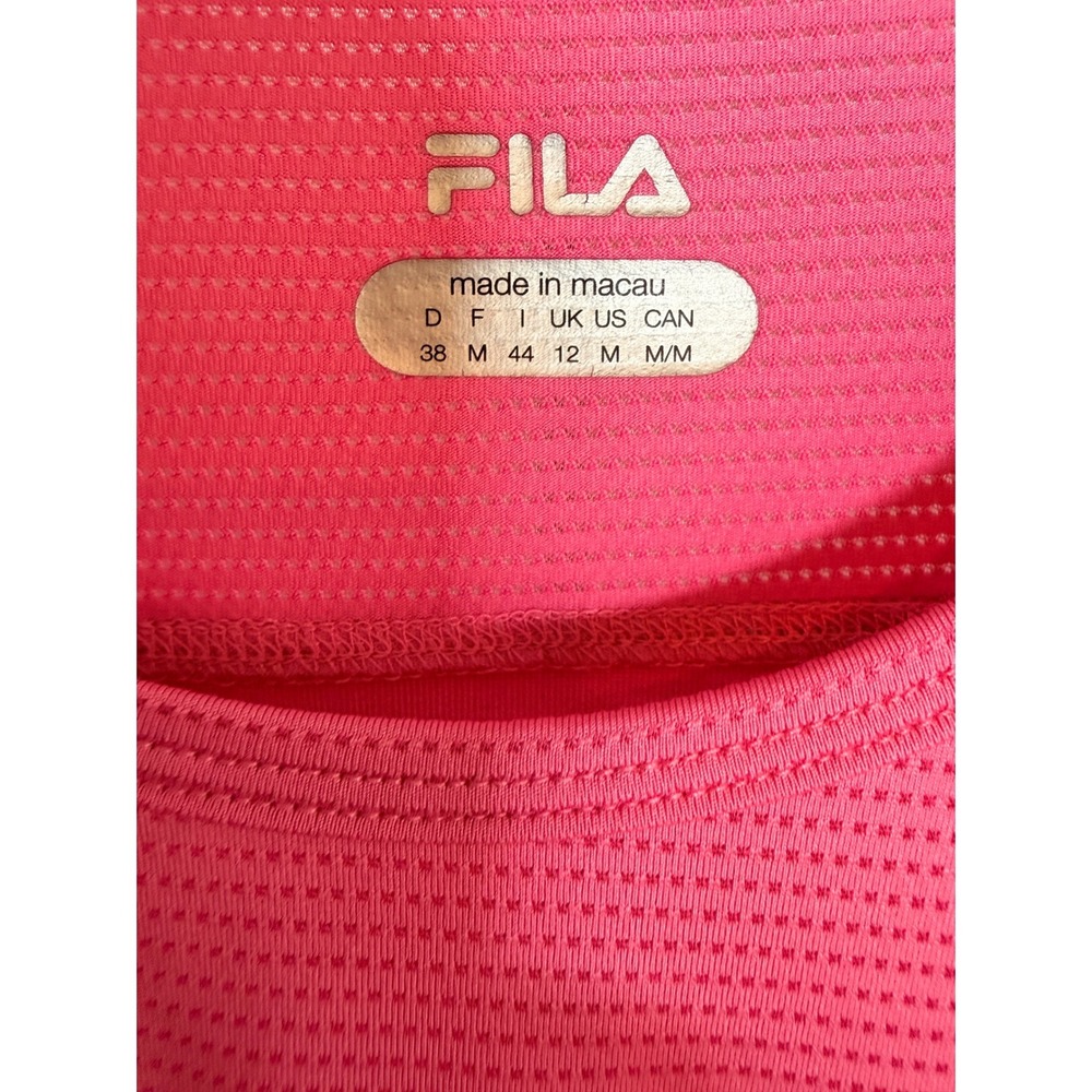 Fila Athletic Top Women Medium Pink Polyester Spandex Sporty 3/4 Atheletic - Picture 2 of 6